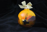 FISHING BOAT hand-painted glass ball ornament