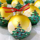 CHRISTMAS TREE  hand-painted glass ball Christmas ornament