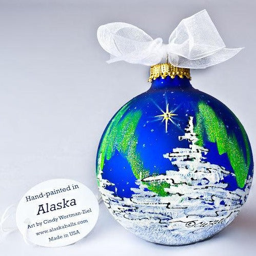CHRISTMAS STAR  hand-painted glass ball Christmas ornament